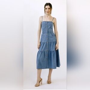 Storia Blue Denim Button-Front Midi Dress